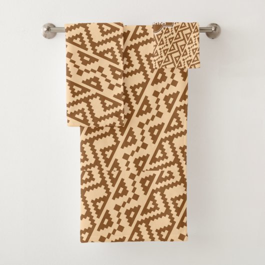 Afrikaans beige bruin minimaal patroon bad handdoek (Insitu)