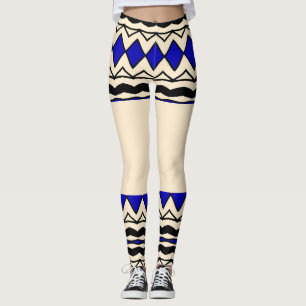 Afrikaans Blauw Geometrisch Leggings