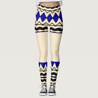 Afrikaans Blauw Geometrisch Leggings