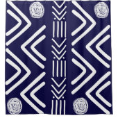 Afrikaans Blauw Mud Doek Douchegordijn Ontwerp (Voorkant)