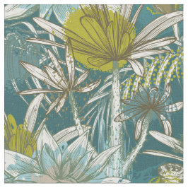 Afrikaans Bloemen Blauw Groen Stof