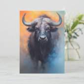 Afrikaans Buffalo Safari Portret Feestdagenkaart (Staand voorkant)