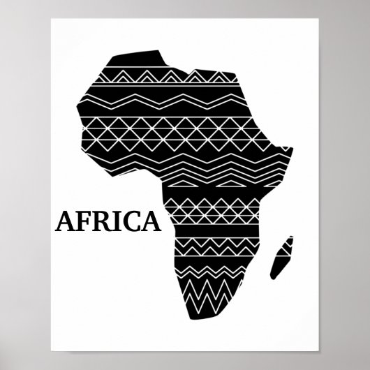 Afrikaans continent zwart en wit poster (Voorkant)