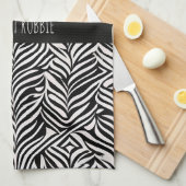 Afrikaans damast subtiel zwart wit patroon theedoek (Quarter Fold)