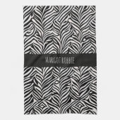 Afrikaans damast subtiel zwart wit patroon theedoek (Verticaal)