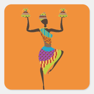 Afrikaans dame stammenart. vierkante sticker