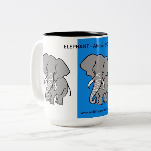 Afrikaans dier - Cool ELEPHANT - Wildlife - Tweekleurige Koffiemok (Voorkant links)