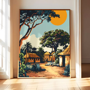 Afrikaans dorpsposter Kunstprint, Vintage Retro La Poster