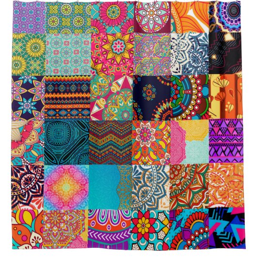 Afrikaans douchegordijn Ankara Wax Print Patchwork (Voorkant)