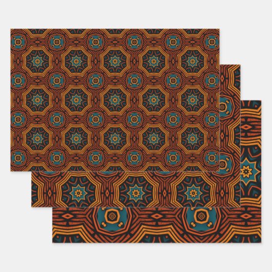 Afrikaans etnisch geïnspireerd patroon nr. 3 inpakpapier vel (Set)