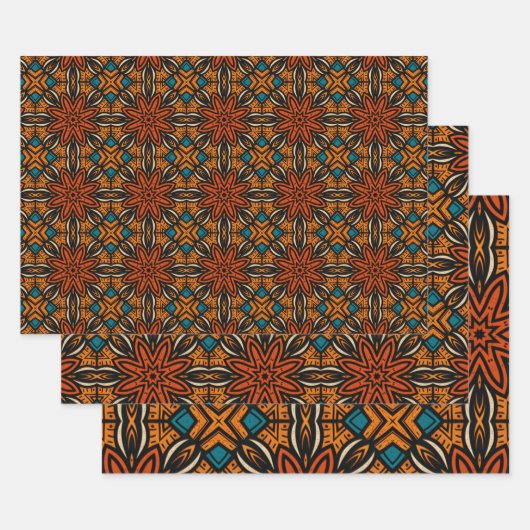 Afrikaans etnisch geïnspireerd patroon nr. 7 inpakpapier vel (Set)