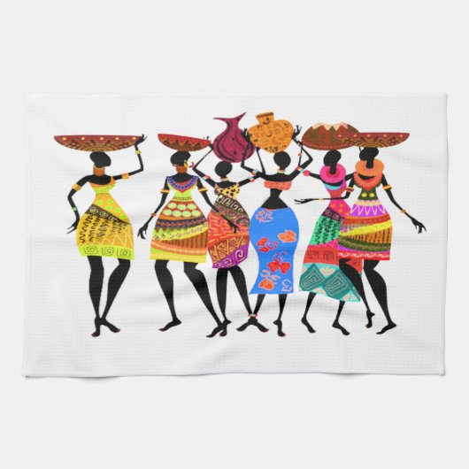 Afrikaans Feest • Afrocentrische Keukenhanddoek (Horizontaal)
