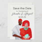 Afrikaans geïllustreerd paar save the date (Voorkant / Achterkant)