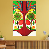 Afrikaans geïnspireerd design, heldere kleuren, ab canvas afdruk (Insitu (Woonkamer))