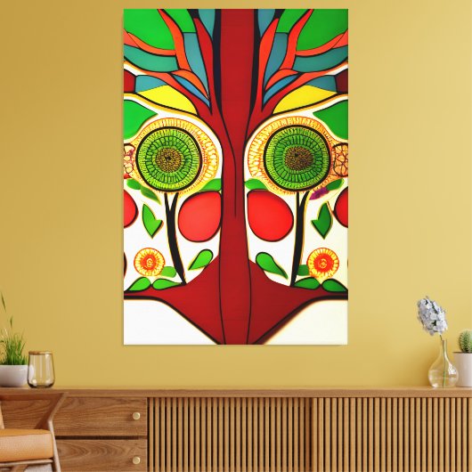 Afrikaans geïnspireerd design, heldere kleuren, ab canvas afdruk (Insitu (Woonkamer))