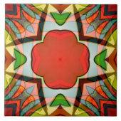 Afrikaans geïnspireerd design in groen, rood en ge tegeltje (Voorkant)