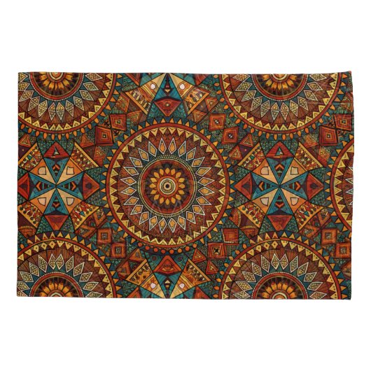 Afrikaans-geïnspireerd geometrisch lichaamskussen kussensloop (Achterkant)