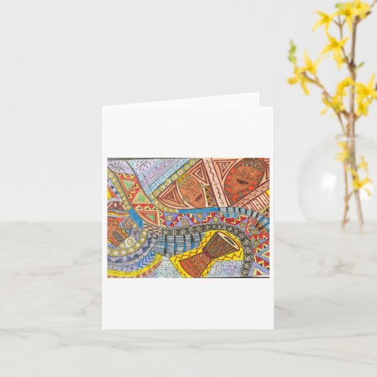 Afrikaans geïnspireerd kleurrijk design kaart (Gele Bloem)