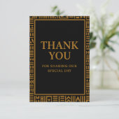 Afrikaans geïnspireerde gouden kente bruiloft beda bedankkaart (Staand voorkant)