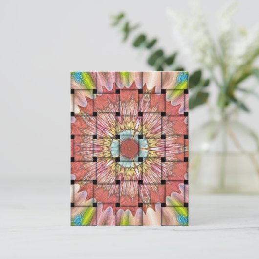 Afrikaans geïnspireerde kunstdruk – geometrisch ge briefkaart (Staand voorkant)