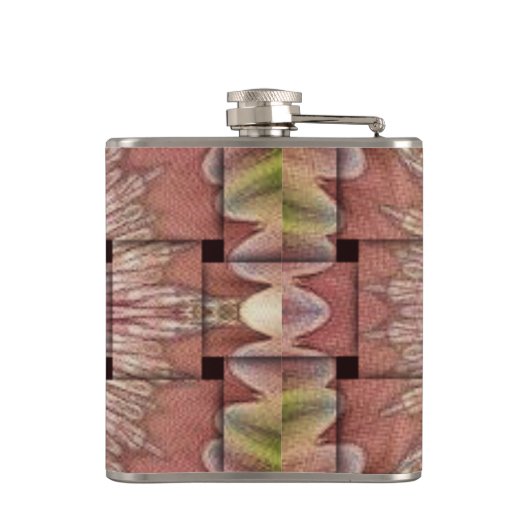 Afrikaans geïnspireerde kunstdruk – geometrisch ge heupfles (Achterkant)