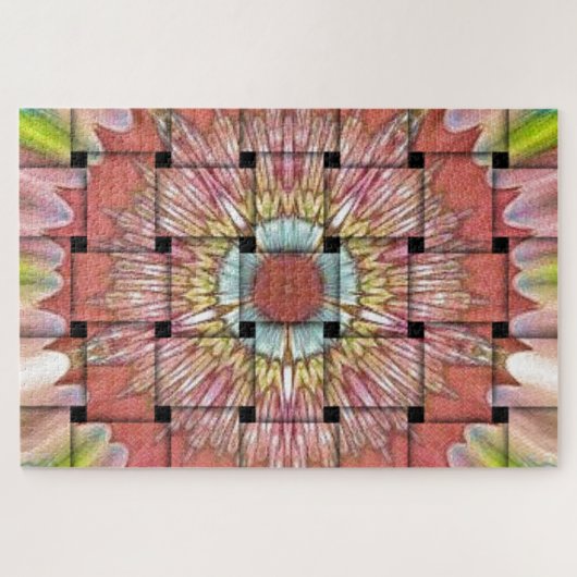 Afrikaans geïnspireerde kunstdruk – geometrisch ge legpuzzel (Horizontaal)