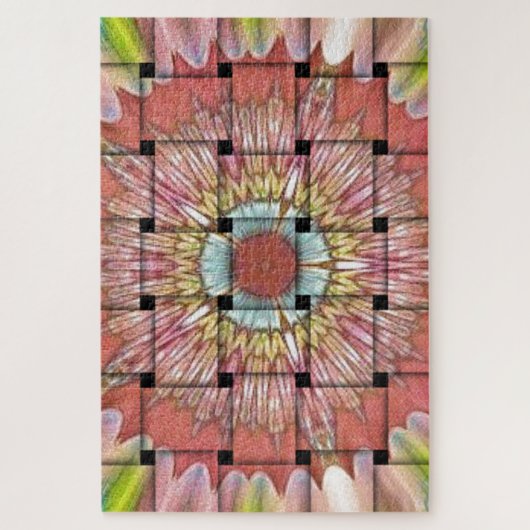 Afrikaans geïnspireerde kunstdruk – geometrisch ge legpuzzel (Verticaal)