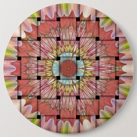 Afrikaans geïnspireerde kunstdruk – geometrisch ge ronde button 6,0 cm (Voorkant)