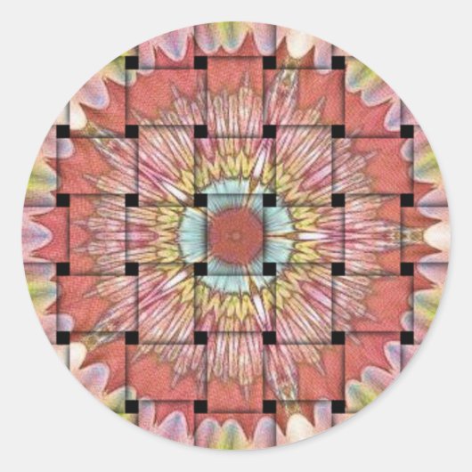 Afrikaans geïnspireerde kunstdruk – geometrisch ge ronde sticker (Voorkant)