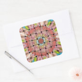 Afrikaans geïnspireerde kunstdruk – geometrisch ge vierkante sticker (Envelop)