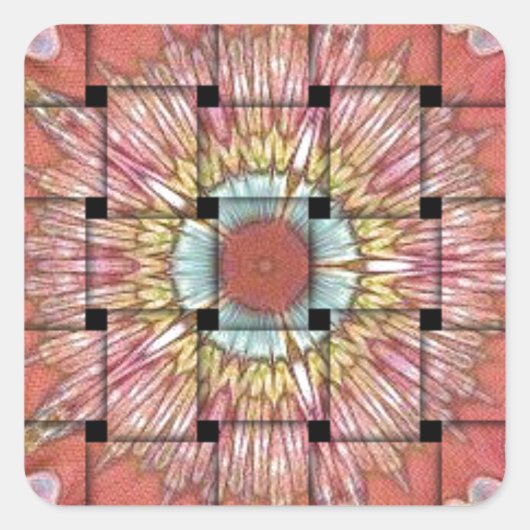 Afrikaans geïnspireerde kunstdruk – geometrisch ge vierkante sticker (Voorkant)