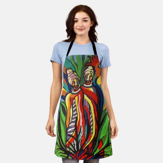 Afrikaans gezichten schilderen op schort (Gedragen)