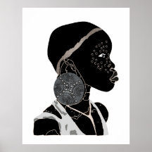 Afrikaans Girl Black en White Artwork