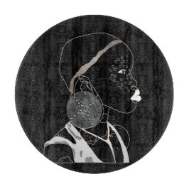 Afrikaans Girl Black en White Artwork Snijplank