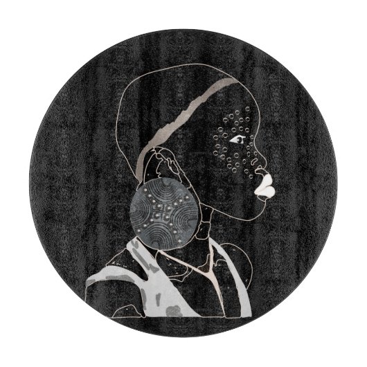 Afrikaans Girl Black en White Artwork Snijplank (Voorkant)