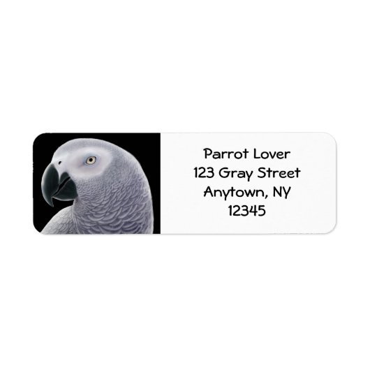 Afrikaans Grijs Parrot Hoofd Label (Voorkant)