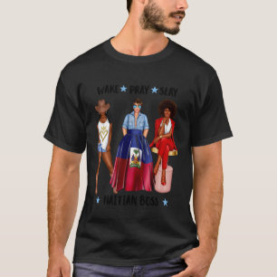 Afrikaans-Haïtiaanse baas Vrouwen Vlag van Haïti T-shirt