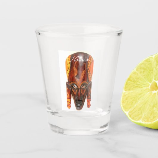 Afrikaans houtmasker shot glas (Voorkant)