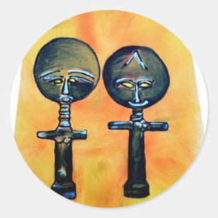 Afrikaans icoon: Akuaba (Ghana) Ronde Sticker