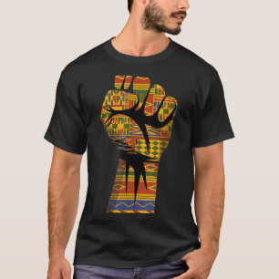 Afrikaans kente patroon opgeheven vuist black powe t-shirt