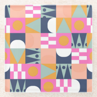 Afrikaans kleurenblok, geometrisch patroon. glazen onderzetter