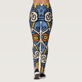 Afrikaans kleurig patroon Blauw en geel Leggings (Achterkant)