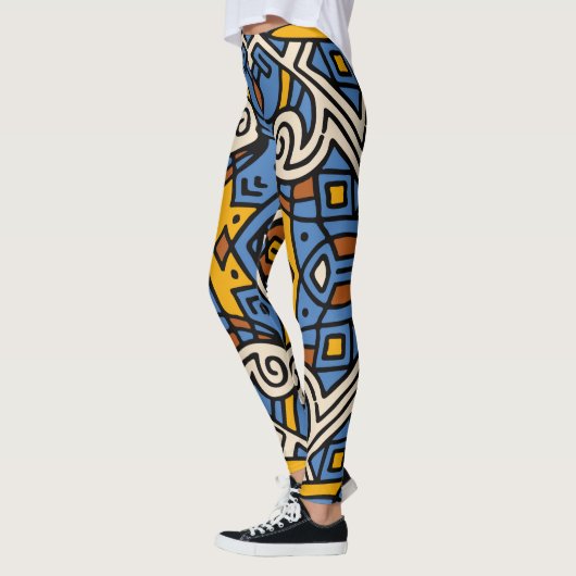 Afrikaans kleurig patroon Blauw en geel Leggings (Links)