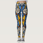Afrikaans kleurig patroon Blauw en geel Leggings (Voorkant)