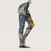 Afrikaans kleurig patroon Blauw en geel Leggings (Rechts)