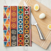 Afrikaans kleurrijk decoratief patroon theedoek (Quarter Fold)