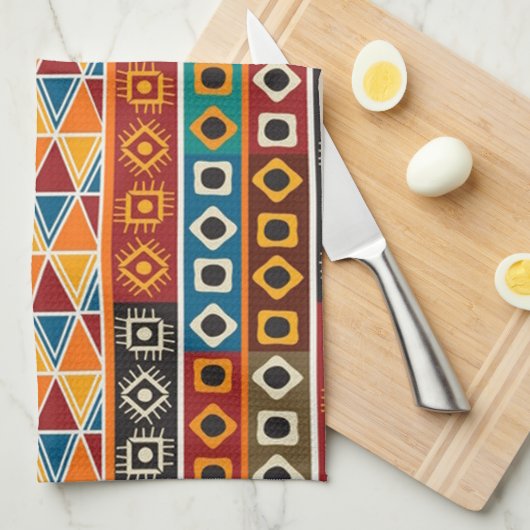 Afrikaans kleurrijk decoratief patroon theedoek (Quarter Fold)