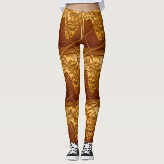 Afrikaans Koffiebruin Lovely Clothing Vrouwpatroon Leggings (Voorkant)