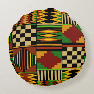 Afrikaans Koninklijk Kente Stof Design Rond Kussen