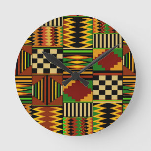 Afrikaans Koninklijk Kente Stof Design Ronde Klok